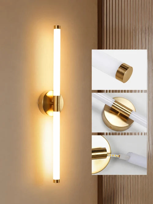 Applique Murale LED Linéaire Doré — Luminaire Design Moderne Double Diffusion | AXIS™