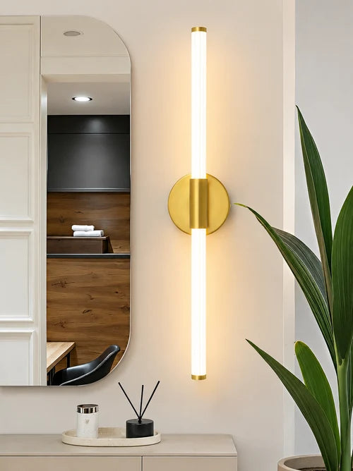 Applique Murale LED Linéaire Doré — Luminaire Design Moderne Double Diffusion | AXIS™