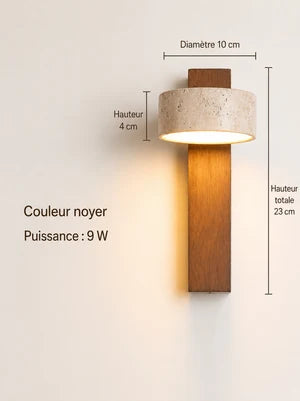 Applique Murale Pierre et Bois Style Japonais — Luminaire Minimaliste Interrupteur Tirette | STELE™
