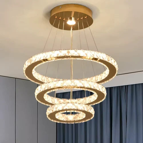 Lustre Suspendu Cascade en Cristal Chrome & Or — LED Dimmable Télécommande | CASCADA™
