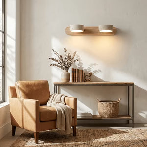 Applique Murale Travertin Duo Rotative Wabi-Sabi — Luminaire Minéral Salle de Bain | CALANQUE™
