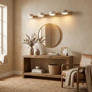 Applique Murale Travertin Duo Rotative Wabi-Sabi — Luminaire Minéral Salle de Bain | CALANQUE™