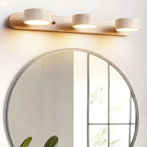 Applique Murale Travertin Duo Rotative Wabi-Sabi — Luminaire Minéral Salle de Bain | CALANQUE™