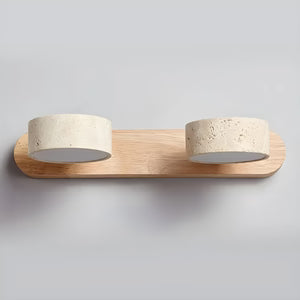 Applique Murale Travertin Duo Rotative Wabi-Sabi — Luminaire Minéral Salle de Bain | CALANQUE™