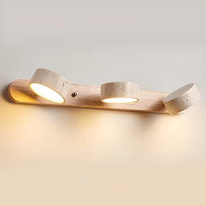 Applique Murale Travertin Duo Rotative Wabi-Sabi — Luminaire Minéral Salle de Bain | CALANQUE™