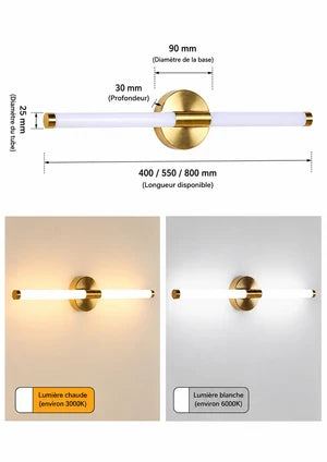 Applique Murale LED Linéaire Doré — Luminaire Design Moderne Double Diffusion | AXIS™