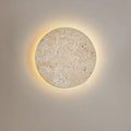 Applique Murale Disque en Travertin Naturel — Halo LED Rétroéclairé Wabi-Sabi | HALO™