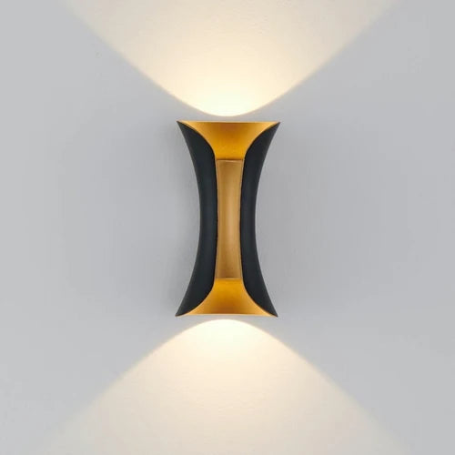 Applique Murale Double Faisceau LED en Aluminium Noir et Doré pour Salon ou Couloir | LEDS™