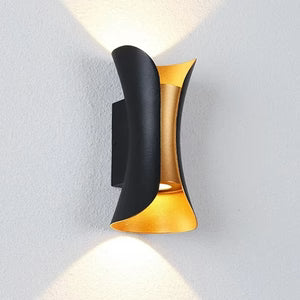 Applique Murale Double Faisceau LED en Aluminium Noir et Doré pour Salon ou Couloir | LEDS™