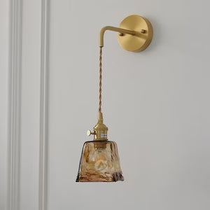 Applique Murale en Laiton et Verre Ambré — Style Nordique Japonais Rétro | KOYO™