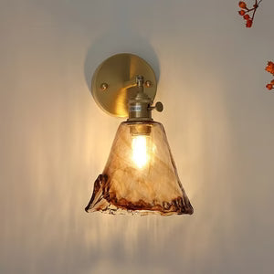 Applique Murale en Laiton et Verre Ambré — Style Nordique Japonais Rétro | KOYO™