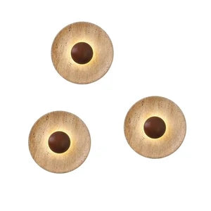 Applique Murale en Travertin et Bois Massif — Disque Lumineux Wabi-Sabi | TIVOLI™
