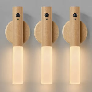 Applique Murale LED en Bois Rechargeable — Capteur de Mouvement et Fixation Magnétique | SENSO™