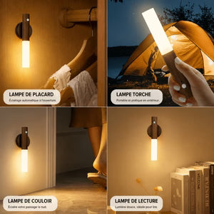 Applique Murale LED en Bois Rechargeable — Capteur de Mouvement et Fixation Magnétique | SENSO™
