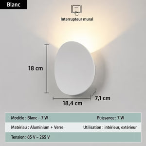 Applique Murale LED Extérieure Étanche Design Galet — Aluminium et Verre | GALET™