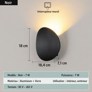 Applique Murale LED Extérieure Étanche Design Galet — Aluminium et Verre | GALET™
