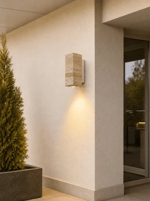 Applique Murale Marbre Jaune Wabi-Sabi — Luminaire Travertin Style Japonais | SATORI™