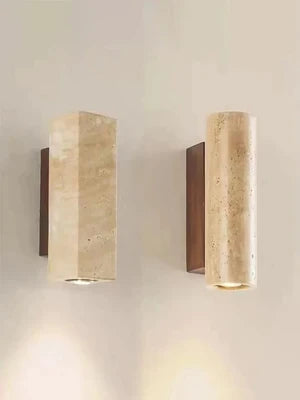 Applique Murale Marbre Jaune Wabi-Sabi — Luminaire Travertin Style Japonais | SATORI™