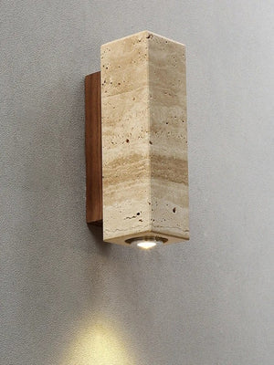 Applique Murale Marbre Jaune Wabi-Sabi — Luminaire Travertin Style Japonais | SATORI™