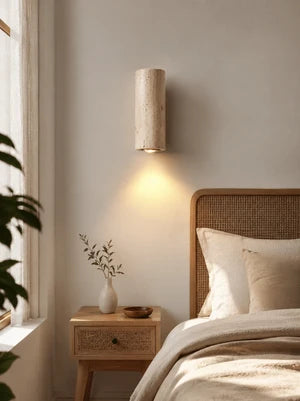 Applique Murale Marbre Jaune Wabi-Sabi — Luminaire Travertin Style Japonais | SATORI™