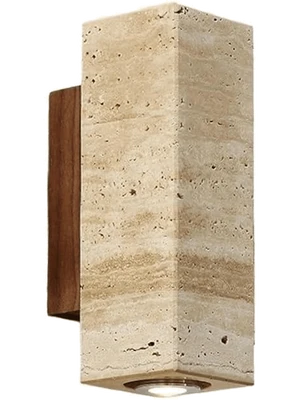 Applique Murale Marbre Jaune Wabi-Sabi — Luminaire Travertin Style Japonais | SATORI™