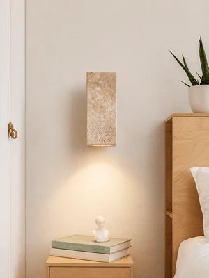 Applique Murale Marbre Jaune Wabi-Sabi — Luminaire Travertin Style Japonais | SATORI™