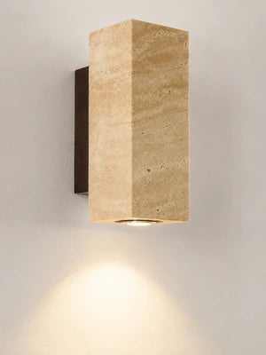 Applique Murale Marbre Jaune Wabi-Sabi — Luminaire Travertin Style Japonais | SATORI™