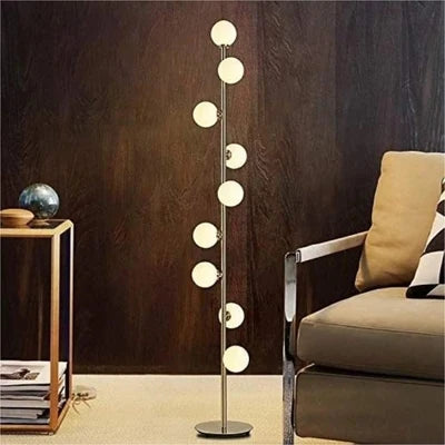 Lampadaire Design Nordique 9 Globes en Verre Opale et Métal Doré pour Salon | Magic Beans™