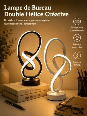 Lampe de Bureau Double Hélice LED — Design Créatif Tricolore Tactile | HÉLICE™