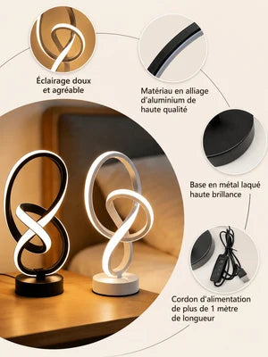 Lampe de Bureau Double Hélice LED — Design Créatif Tricolore Tactile | HÉLICE™