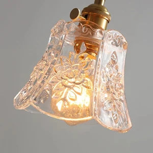 Luminaire Fleur en Verre Texturé et Laiton — Suspension ou Applique | COROLLE™