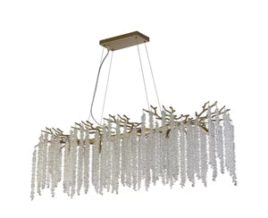 Lustre Cascade en Cristal et Design Doré — Suspension Luxe pour Salon | CASCADE™