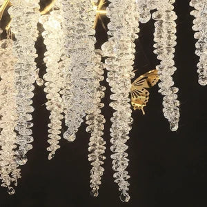 Lustre Cascade en Cristal et Design Doré — Suspension Luxe pour Salon | CASCADE™