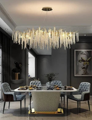 Lustre Cascade en Cristal et Design Doré — Suspension Luxe pour Salon | CASCADE™