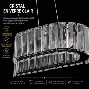 Lustre Ovale en Cristal K9 Dimmable — Télécommande Incluse, Design Luxe | ELLIPSE™