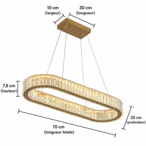 Lustre Ovale en Cristal K9 Dimmable — Télécommande Incluse, Design Luxe | ELLIPSE™