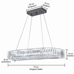 Lustre Ovale en Cristal K9 Dimmable — Télécommande Incluse, Design Luxe | ELLIPSE™