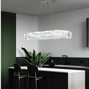 Lustre Ovale en Cristal K9 Dimmable — Télécommande Incluse, Design Luxe | ELLIPSE™
