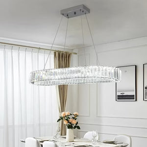 Lustre Ovale en Cristal K9 Dimmable — Télécommande Incluse, Design Luxe | ELLIPSE™