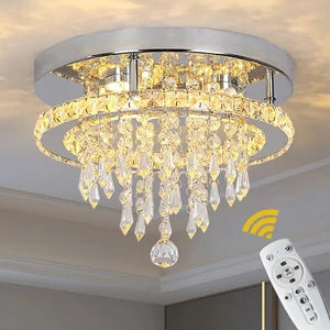 Lustre Plafonnier Cristal K9 Dimmable Télécommande — Design Couronne Moderne | CORONA™