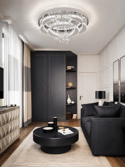 Lustre Plafonnier Luxe en Cristal K9 Dimmable — Télécommande Incluse | NIMBUS™