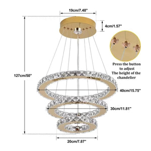 Lustre Suspendu Cascade en Cristal Chrome & Or — LED Dimmable Télécommande | CASCADA™