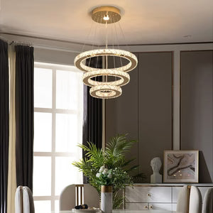 Lustre Suspendu Cascade en Cristal Chrome & Or — LED Dimmable Télécommande | CASCADA™