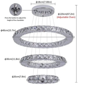 Lustre Suspendu Cascade en Cristal Chrome & Or — LED Dimmable Télécommande | CASCADA™