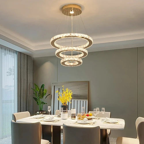 Lustre Suspendu Cascade en Cristal Chrome & Or — LED Dimmable Télécommande | CASCADA™