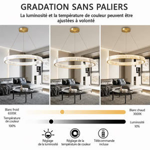 Plafonnier Cristal Luxe Nordique — Luminaire LED Dimmable Télécommande | IRALAN™