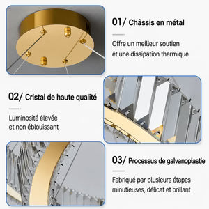 Plafonnier Cristal Luxe Nordique — Luminaire LED Dimmable Télécommande | IRALAN™