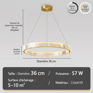 Plafonnier Cristal Luxe Nordique — Luminaire LED Dimmable Télécommande | IRALAN™