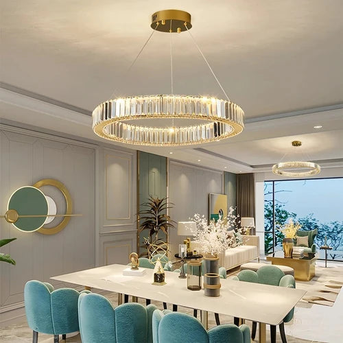 Plafonnier Cristal Luxe Nordique — Luminaire LED Dimmable Télécommande | IRALAN™