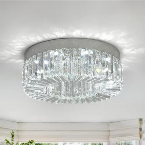 Plafonnier Luxe en Cristal et Acier — LED Intégrée Réglable, Ø50 cm | GLACIER™